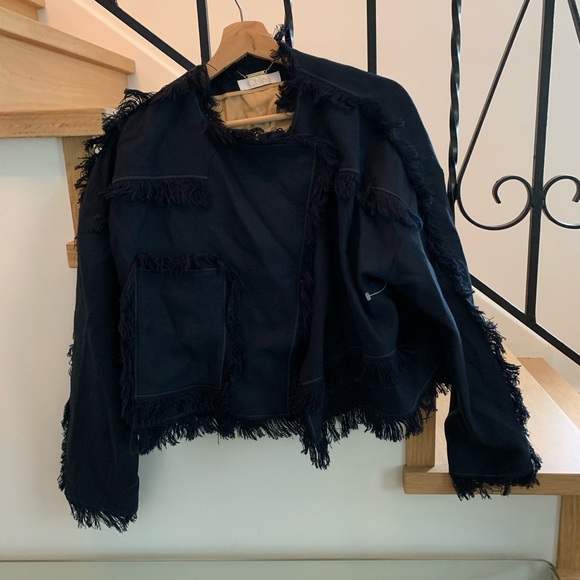 Chloe fringe jacket navy/black fringe size FR 38 - Picture 1 of 5